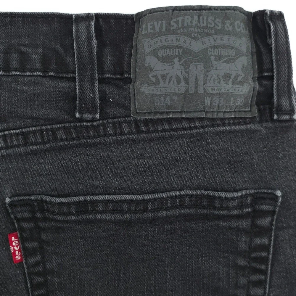 Levis 514 Mens Straight Fit Jeans W38 L30 Gray Faded Black Denim